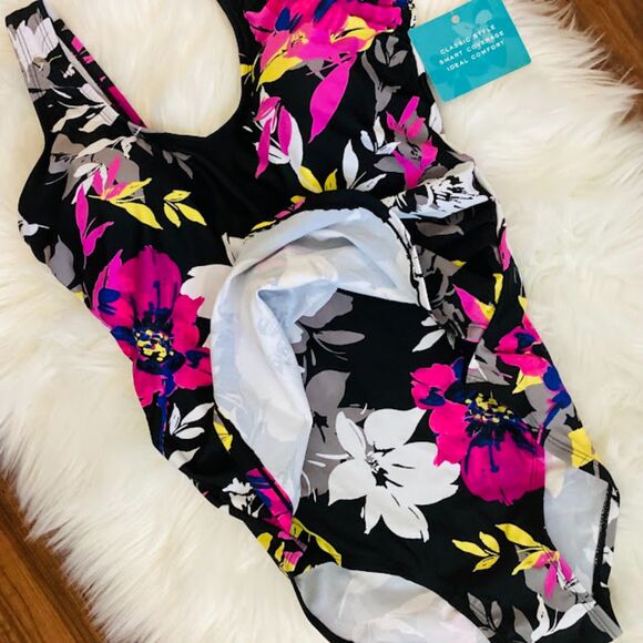 Swimsuits for All Beach Belle Bright Floral Sarong Front Swimsuit Size10 NWT - Picture 5 of 10